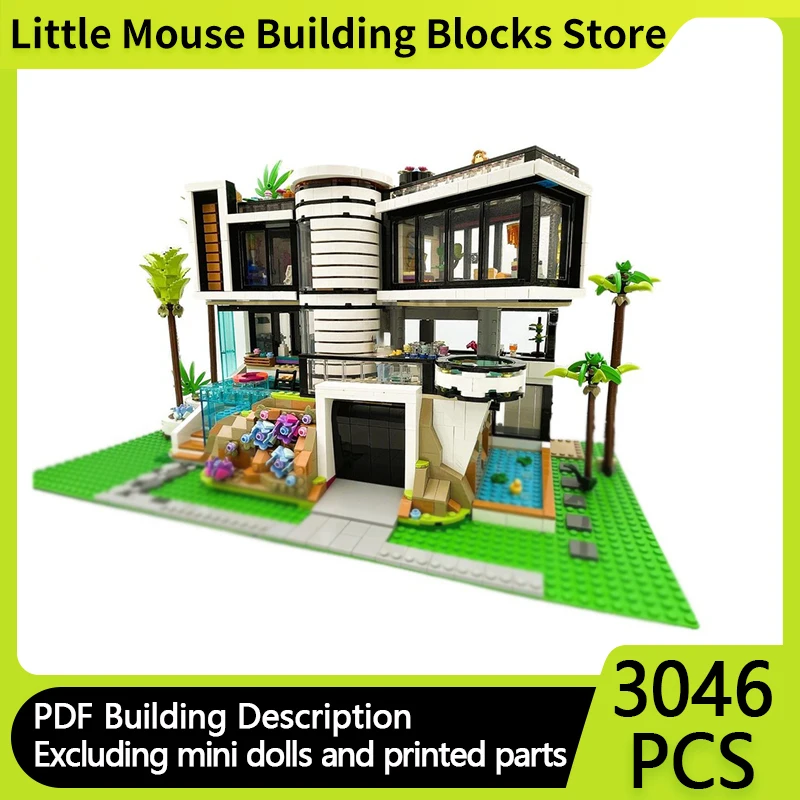 

City Street View Model MOC Building Bricks Modern Mansion Building Modular Technology Gifts Holiday Assemble Children Toys Suit
