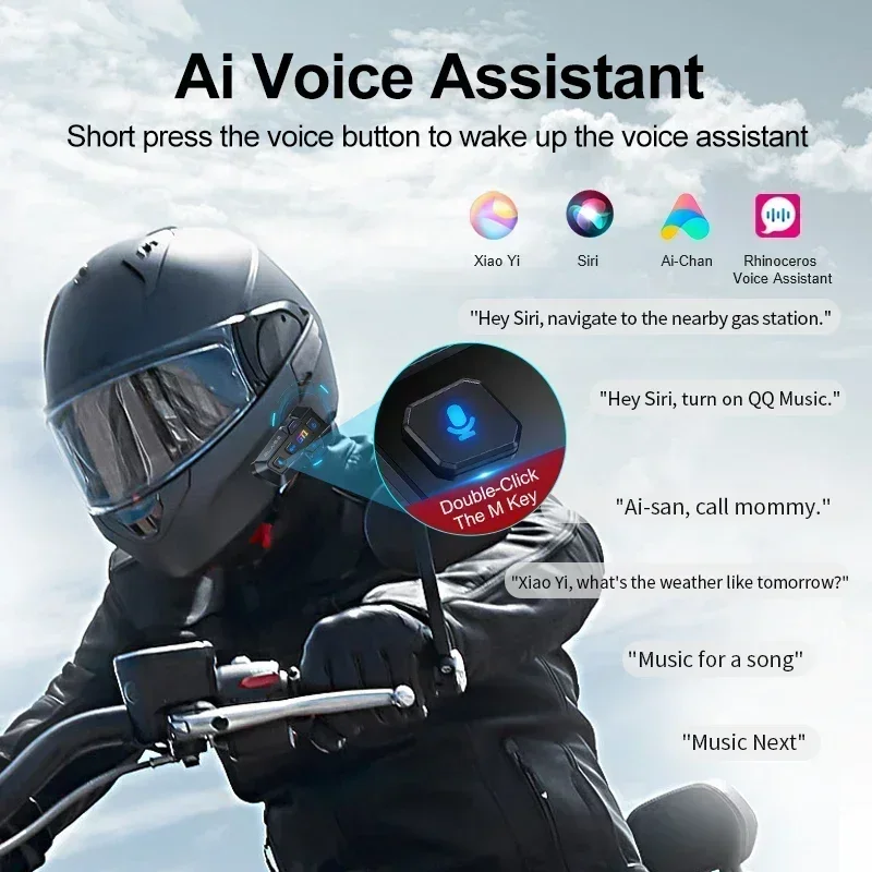 Motorcycle Helmet Bluetooth Intercom Headset Wireless Interphone Intercomunicador Moto Waterproof HandsfreeCall Headphone