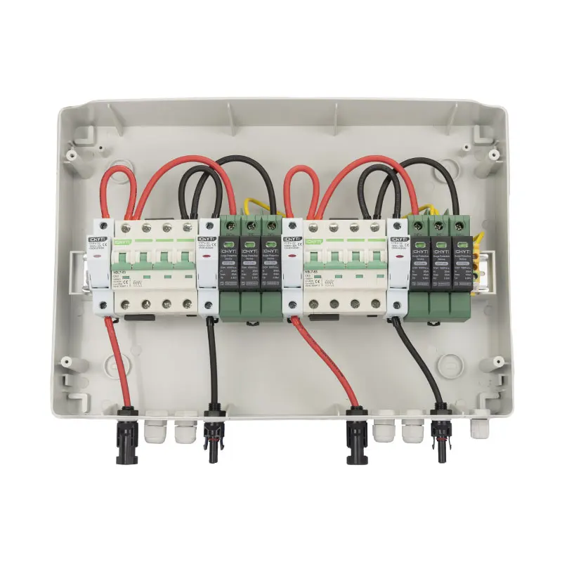 Waterproof Outdoor Surface Mounted 2-in-2-out 1000V IP65 Solar PV Surge Lightning Protection DC Distribution Box Combiner Box