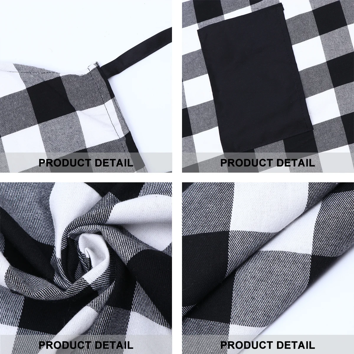 

1pc Adjustable Neck Strap Kitchen Front Pocket Classic Grid Pattern Eco-Friendly Cotton Halter Apron Chef Cooking Home Kitchen
