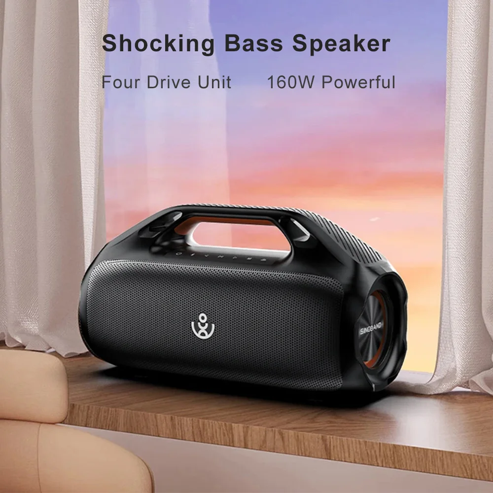 

160W Powerful Bluetooth Speaker with 4 Driver Units Stereo Surround BT5.3 Long Endurance Wireless HIFI Portable Shocking Bass