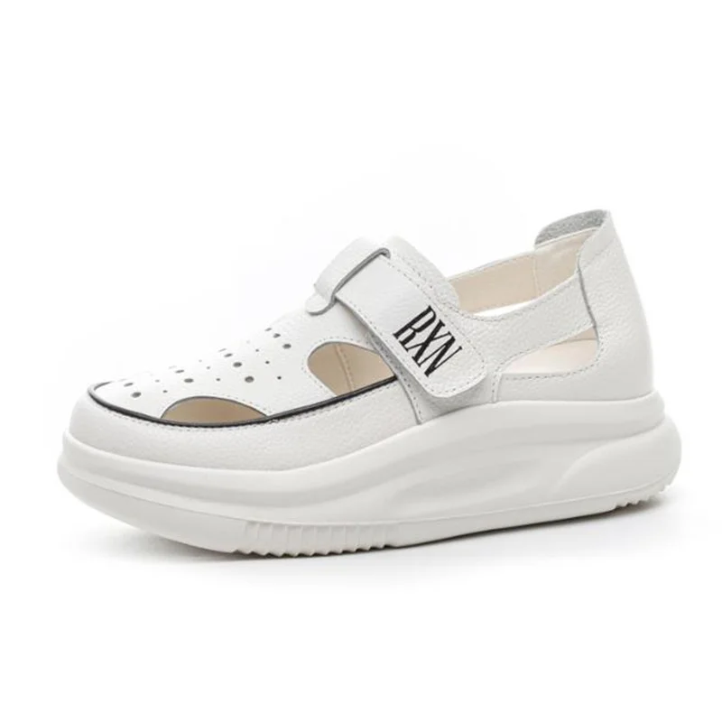 

Женские дышащие повседневные лоферы на плоской подошве 4 см, летние туфли из натуральной кожи на толстой подошве, легкие сандалии 35-40