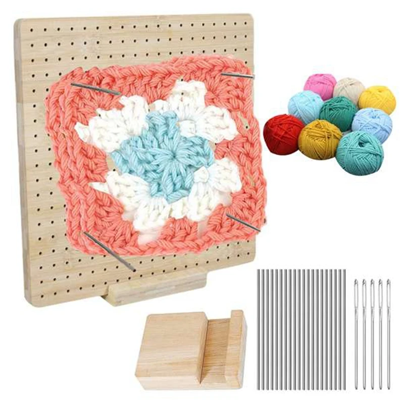 Wooden Board With Pegs, Blocking Mats For Knitting Rod Pins And Knitting Supplies