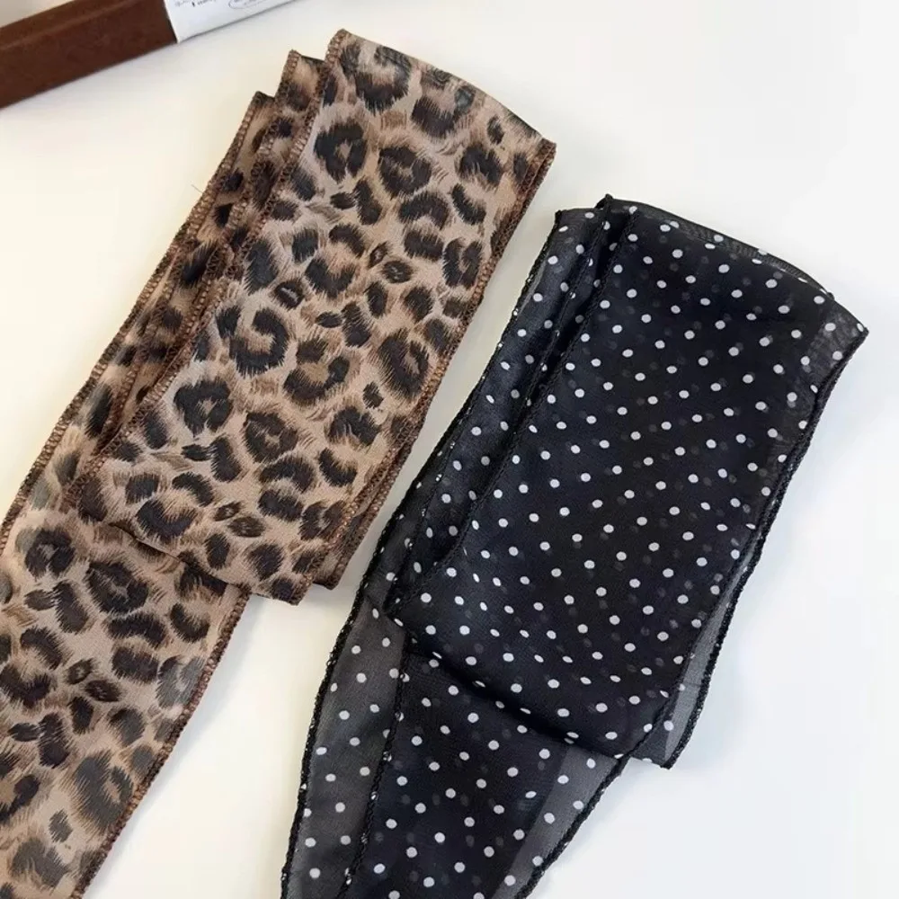 New Leopard Print Scarf Belt Polka Dot Satin Accessories Hair Band Head Wrap Luxe Versatile Boho Women Neckerchief