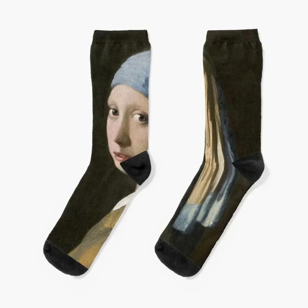 Girl with a Pearl Earring - Johannes Vermeer Socks with print kawaii men cotton high quality Boy Socks Women's