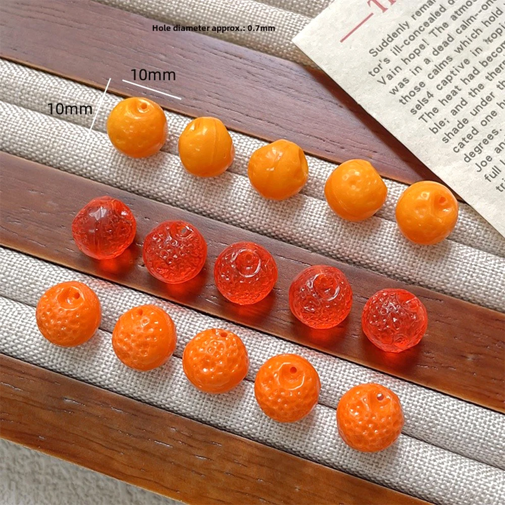 5 Pieces Simulated Mini Orange Shaped Glass Beads DIY Makes Fashionable Jewelry Necklace, Bracelet, Hair Accessory Accessory