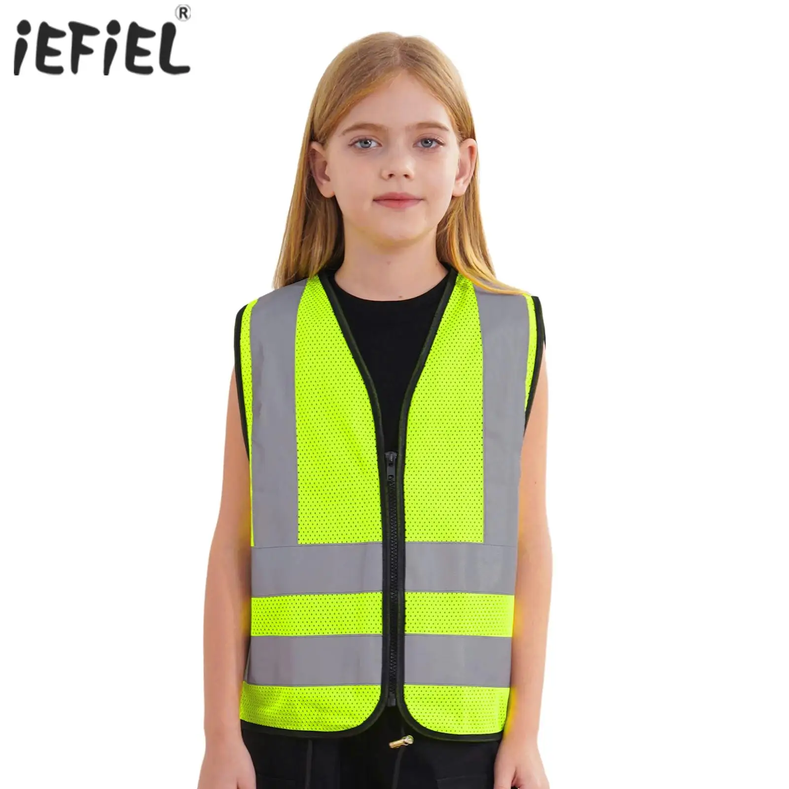Детский защитный жилет, флуоресцентный желтый жилет для активного отдыха, для школы и активного отдыха