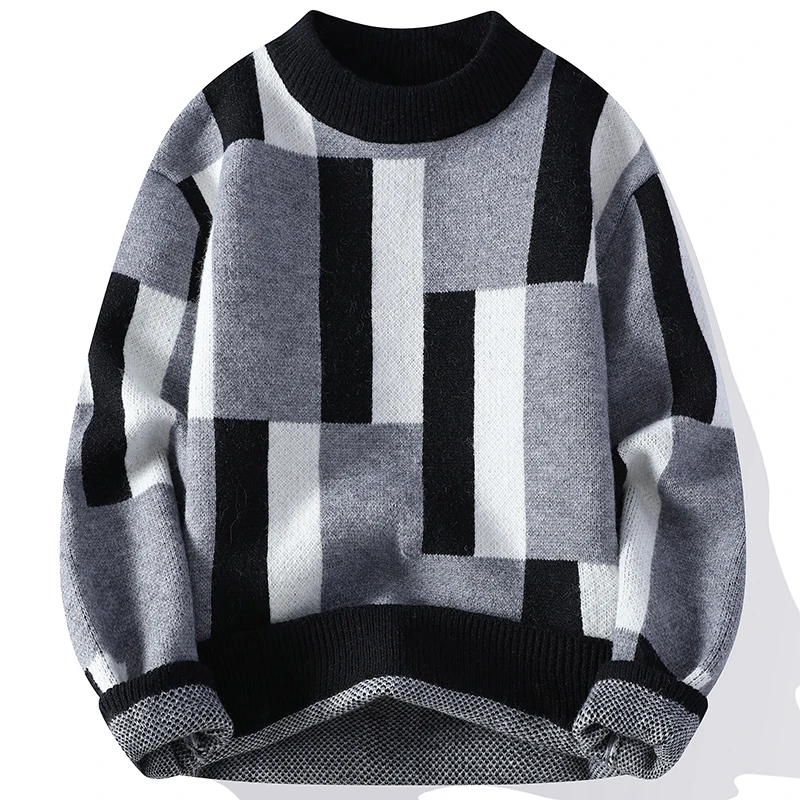 Fashion Fall Winter Japanese Style Turtleneck Sweater Men High End Mens Christmas Sweaters Thick Warm Striped Pullover