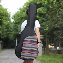 40 / 41 Inch Folk Style Knitted Acoustic Guitar Case Gig Bag Double Straps Pad Cotton Thickening Soft Cover Waterproof Backpack