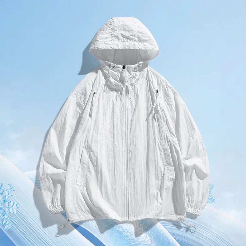 

UPF50+Ice Silk Jacket Lightweight and Breathable Solid Color Mountaineering Sports Coat Casual Fashion Couple Sunscreen Clothing