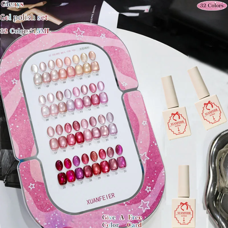 Glenys 32 color series nail polish glue advanced immersion gel color matching card factory direct sales nail salon art varnish