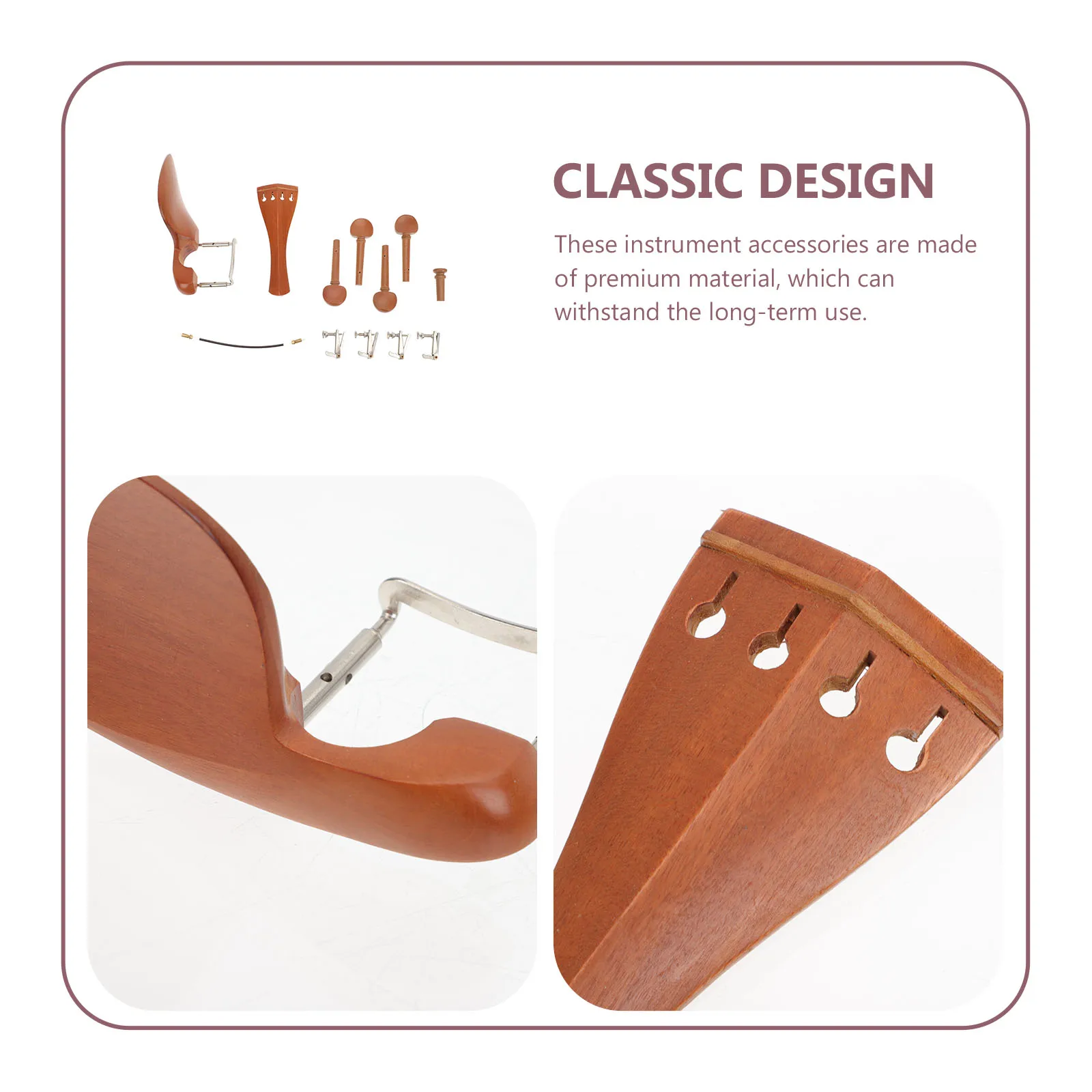 

Violin Accessory Set Wood Tuning Peg Craft Parts Major Tailpiece Replacement Wooden Chin Rest Stainless Steel