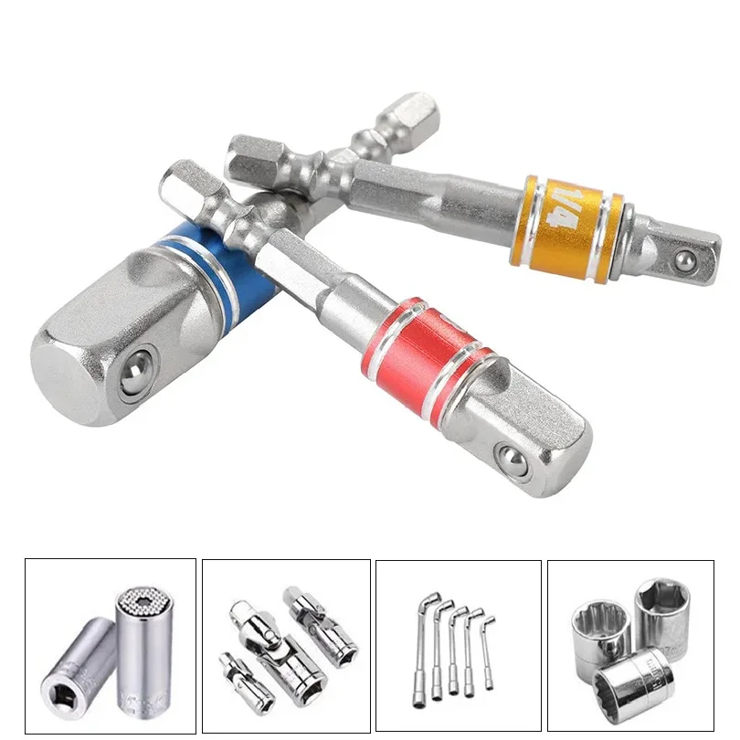 

3 Pcs Drill Socket Adapter Impact Drill Extension Drill Bits Bar Socket Adapter 1/4 3/8 1/2 Size Hex Shank Square Drill Bit