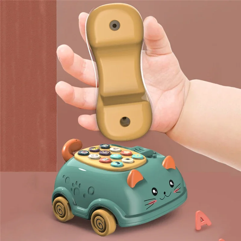 Baby 3-in-1 Musical Phone Toys Toddler Interactive Learning Toy with Lights Cat Telephone Story Early Education Montessori Gift