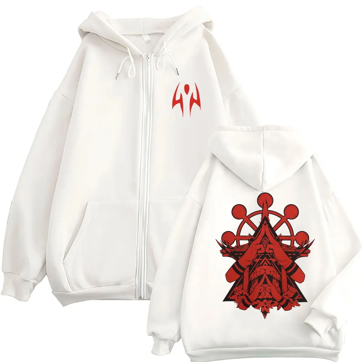 Japan Anime Jujutsu Kaisen Ryomen Sukuna Zip Up Hoodies Men Women Harajuku Vintage Tracksuit Fleece Loose Coats Gifts Streetwear