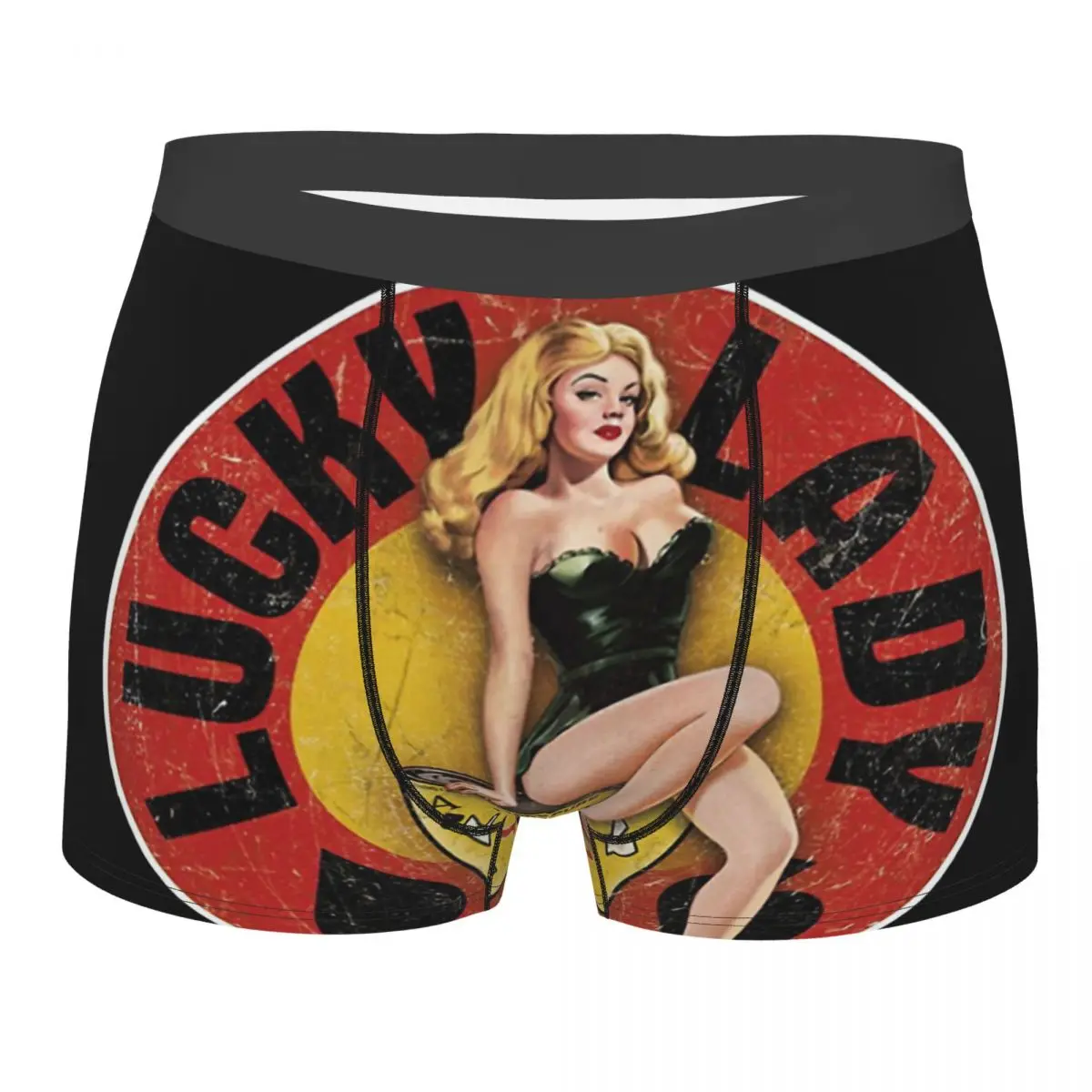 Lady Luck Motor Oil Pin Up Girl Underpants Homme Panties Man Underwear Print Shorts Boxer Briefs