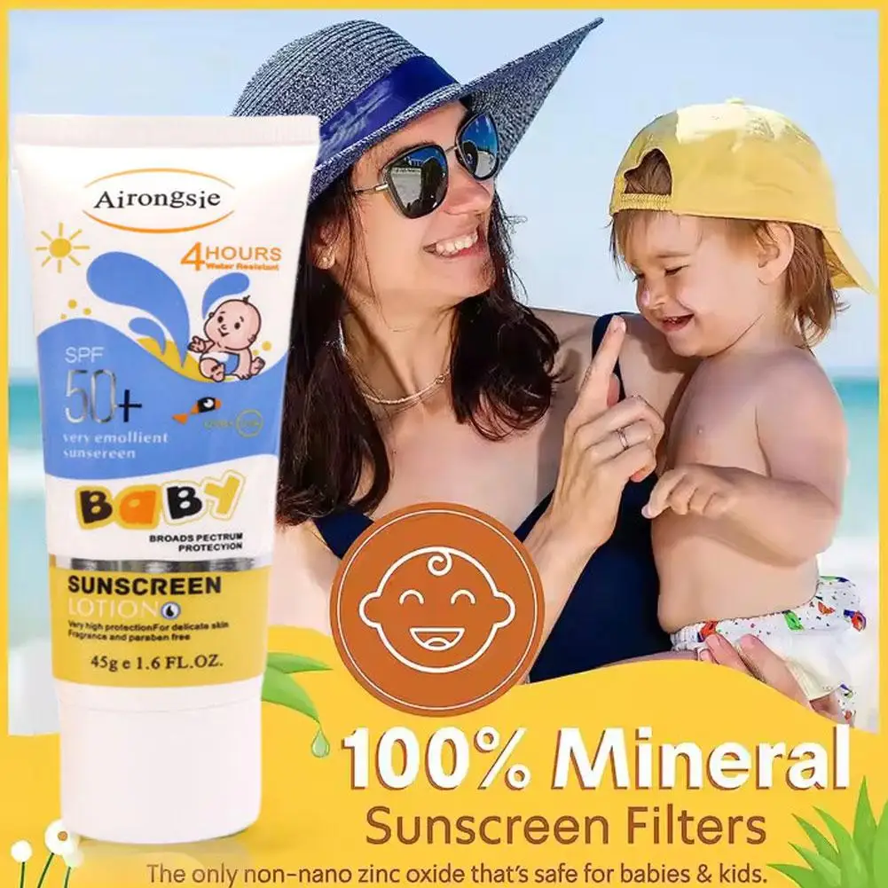 Crème solaire pour enfants 45g, crème solaire pour enfants, crème solaire hydratante pour le visage et le corps, crème apaisante, réétiquettes calmantes K6V1