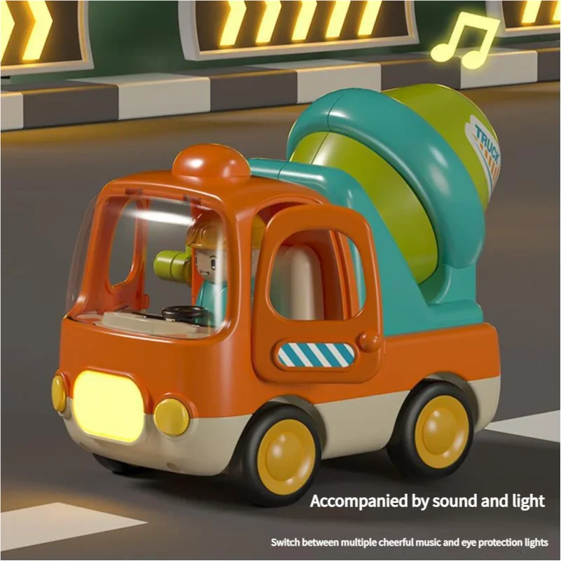 Jouet alimenté par Friction pour tout-petits, véhicule de Construction avec musique et lumières, apprentissage STEM, voiture d'ingénierie, cadeau pour enfants