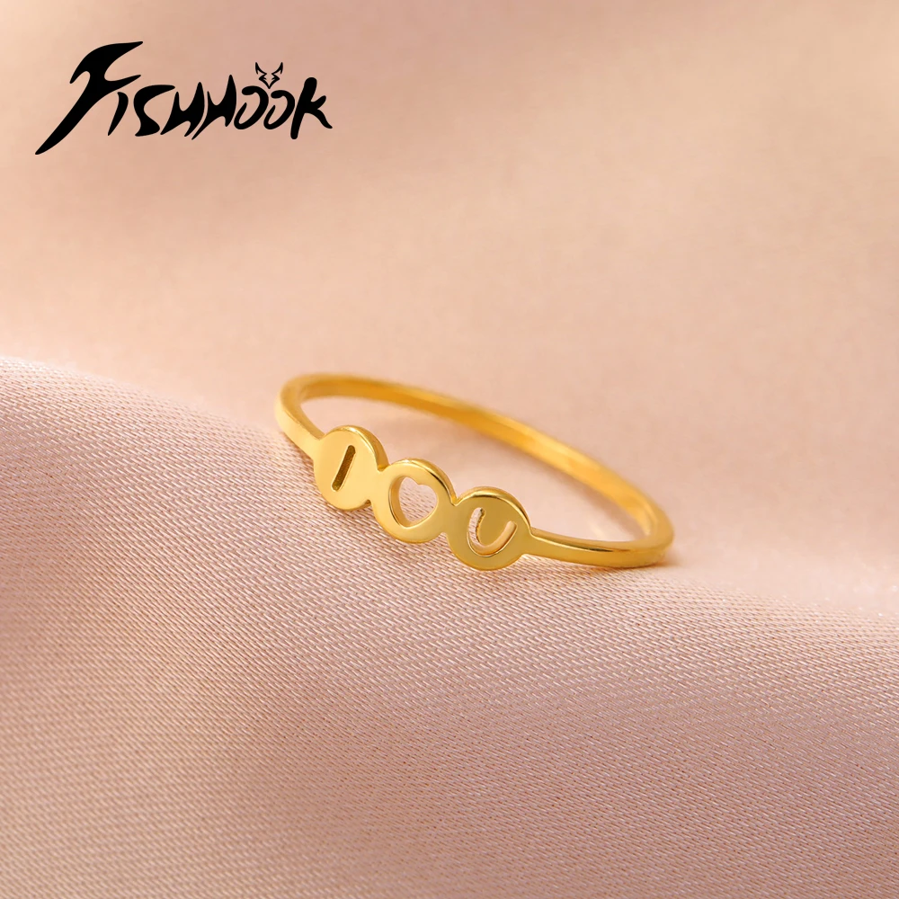 Fishhook Woman Stainless Steel Ring I Love You Heart Finger Rings Minimalist Wedding Band Jewelry Anniversary Gift for Couple