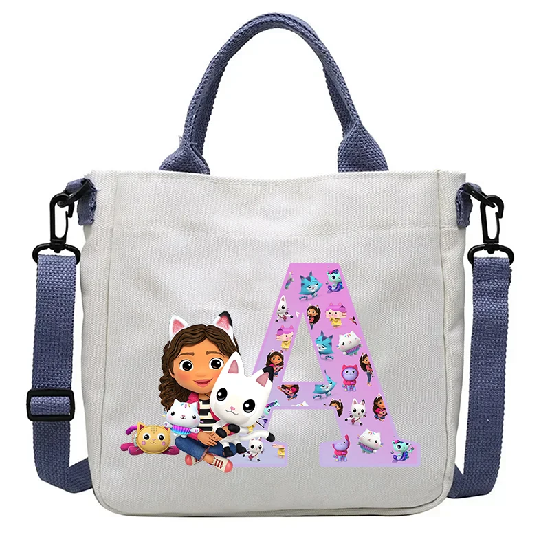 Gabby Dollhouses Girls Child Cartoon Letter Children's Shoulder Bag Tote Bag Child Canvas Handbag Anime Crossbody Bag Kids Gifts