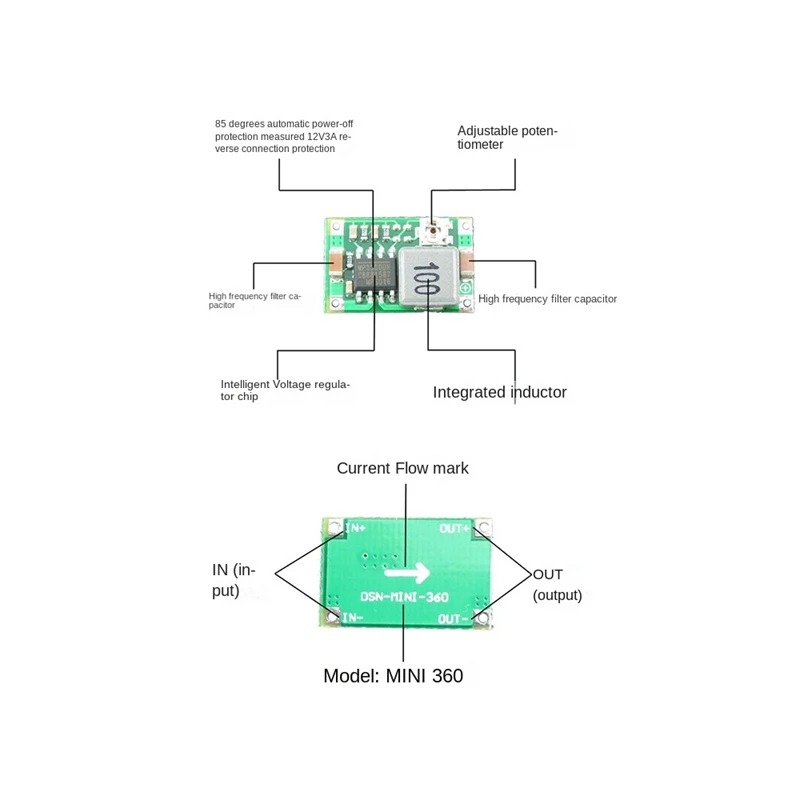 RISE-50PCS Mini360 Mini-360 Model Step-Down Power Module DC DC Low Power Module Vehicle Power Supply - Better Than LM2596