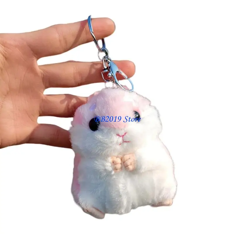 

Q0KB Lovely Hamster Schoolbag Pendant Keychain Hamster Sweet Hamster Cartoon Charm for Boys Girls Vending Machine