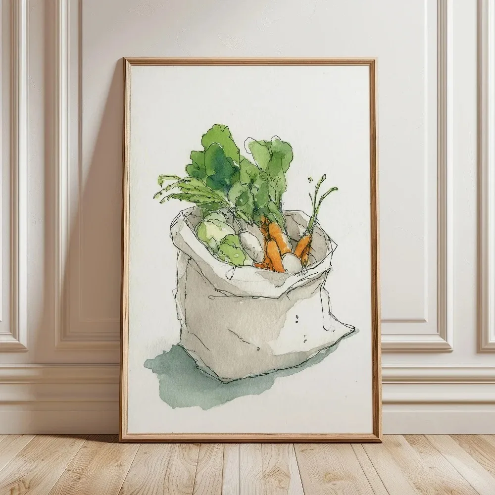 Chili Pepper Kitchen Modern Carrot Print Retro Fried Egg Canvas Poster Printing Picture Wall Art Home Decoration Mural Frameless
