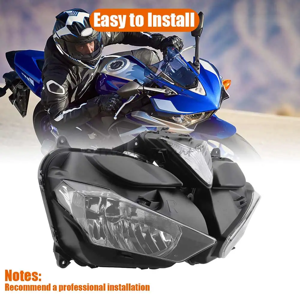 1Pcs Headlight Housing Fits For Yamaha Yzf-R25 Yzf R25 Yzf R3 2013-2018 Clear Lens Black Casing Headlight Lamp Assembly Housing