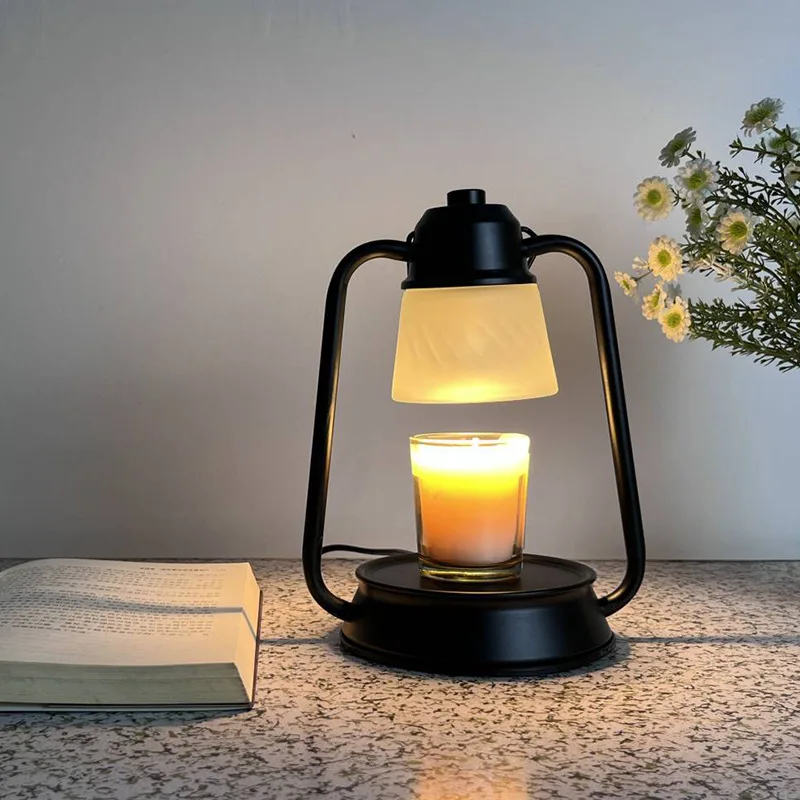 American Aromatherapy Candle Warmer Lamp Creative Bedroom Bedhead Flameless Aroma Melting Candle Lamp Retro Black Candle Warmer