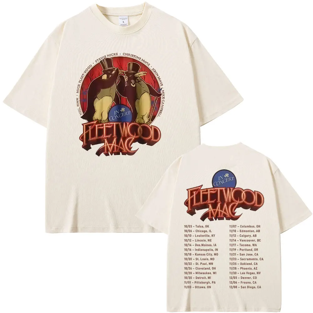 

Rock Band Fleetwood Mac Tour T-shirt Men Women Casual Cotton Vintage T-shirts Men's Fashion Oversized T Shirt Classic Streetwear
