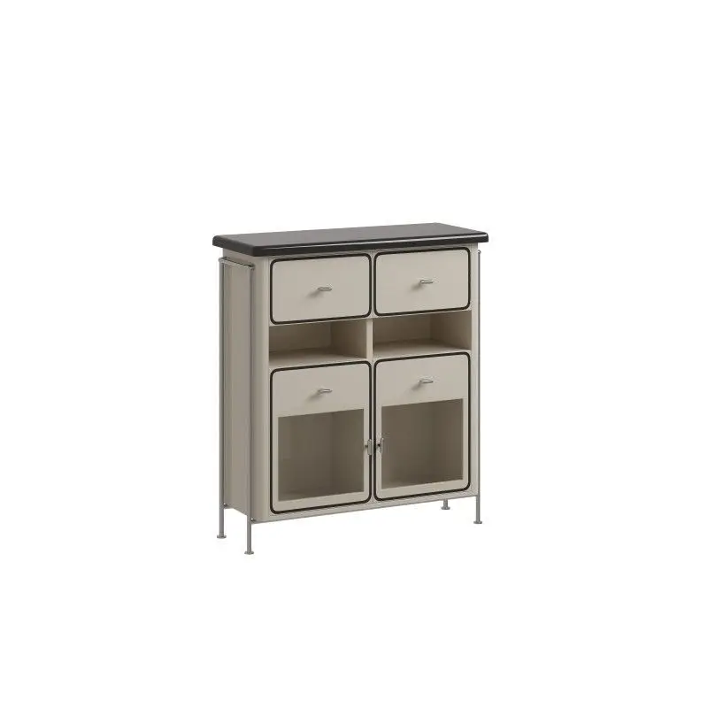

Cream Bauhaus style bucket cabinet line artist household living room decorative cabinet wall storage cabinet