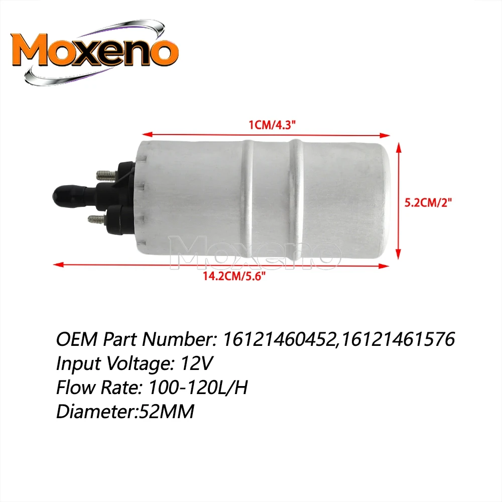 12V Fuel Pump 100-120L/H 52MM For BMW K1 K75 K75C K75RT K75S K100 K100LT K100RS K100RT K1100LT Replace 16121460452 16121461576