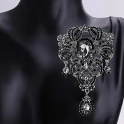 Beaut&Berry Vintage Crystal Glass Pendant Brooches for Women Rhinestone Pins Friends Party Gifts Banquet Jewellery Accessories
