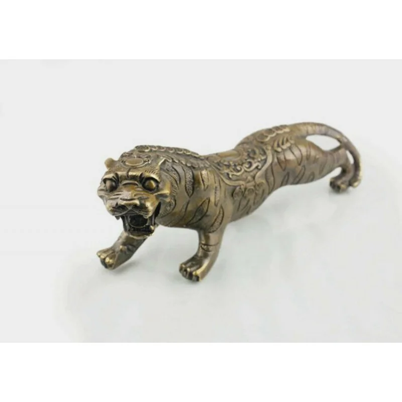 10inch China China Feng Shui Copper FU Rich Wealth Animal Year Tiger Running Statue