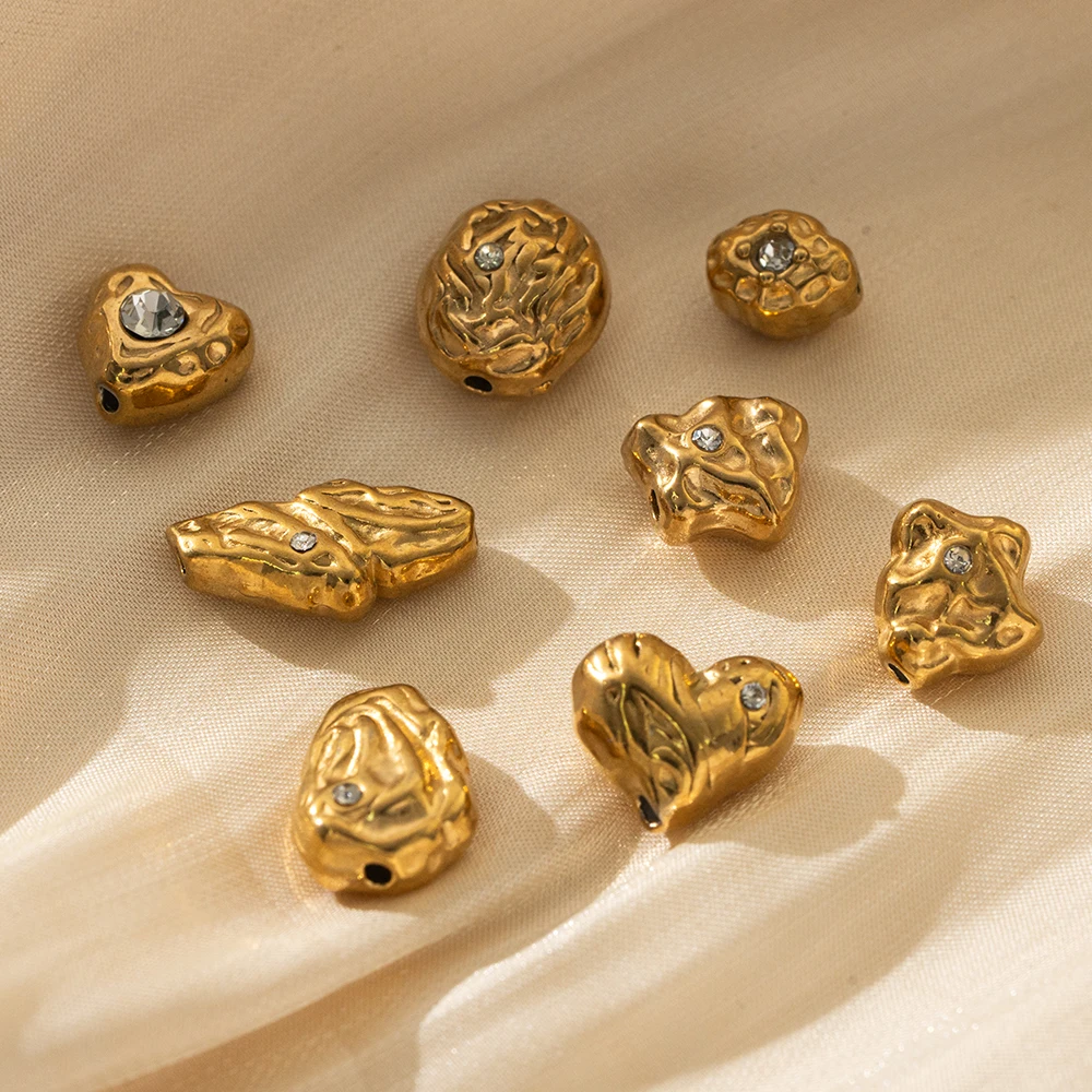 

5pcs Stainless Steel Irregular Retro Heart Spacer Beads for DIY Bracelets Necklaces Jewelry Making Supplies Accessories Crafts
