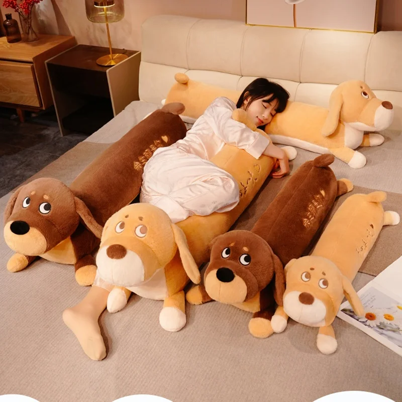 80-130CM Big Size Dachshund Plush Toys Cozy Stuffed Cartoon Puppy Long Throw Pillow Sweet Love Confession Doll Romantic Gift