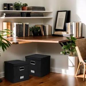 Hộp lưu trữ vinyl với nắp và tay cầm, thanh lịch, thiết thực, tổ chức LP, hộp di chuyển, trang trí, 12 8 Bán hàng chính Caixa Vinyl - №6