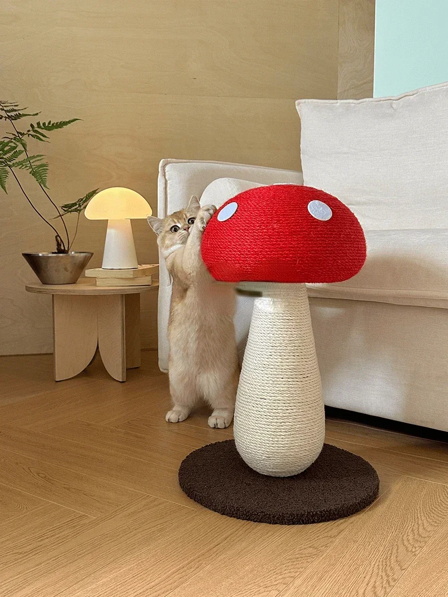 Red mushroom cat scratching board high version wear-resistant non-crumb cat climbing frame pet toy