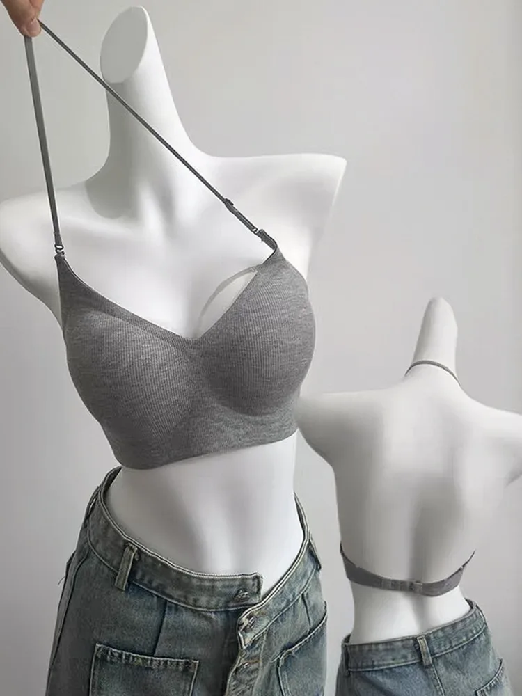 Elegantes, nahtloses Bralette mit V-Ausschnitt, schmale Schultergurte, rückenfreie Dessous für kleine Brust, Damen, japanisches Design, kabelloser Komfort, UK