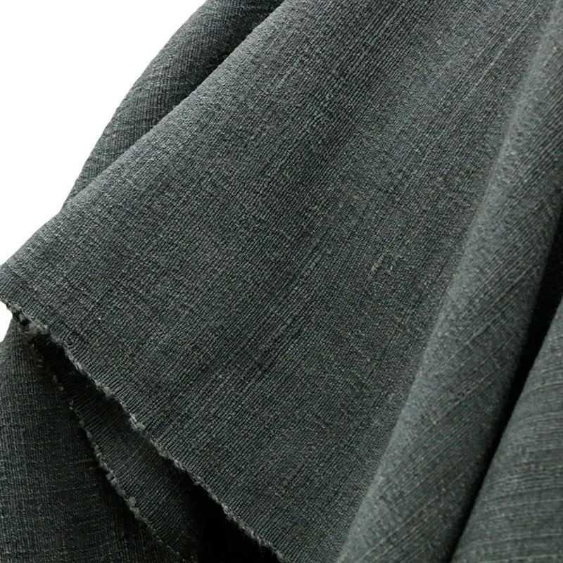 Tussah silk hand-woven fabric with dirty dyeing technique and stir-fried color artistic style clothing