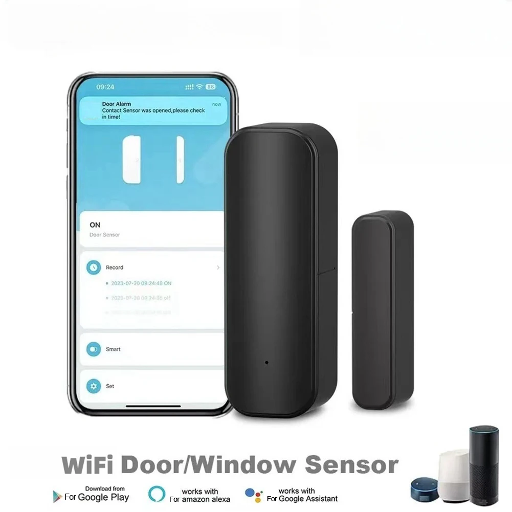 For Tuya WiFi Door Sensor Window Sensor Smart Home Wireless Door Detector Smart APP Remote Control For Alexa Home