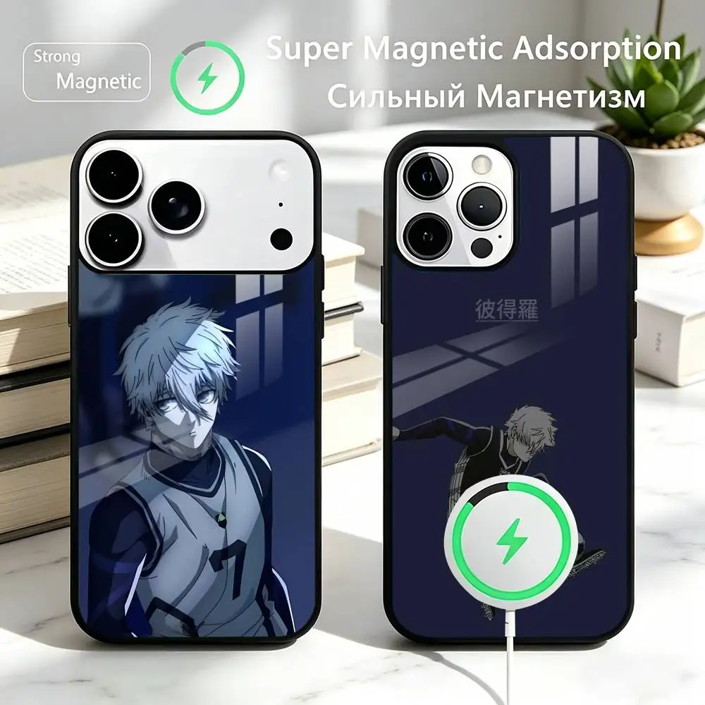 

Blue L-Lock Anime Nagi Seishiro Phone Case For iPhone17,16,15,14,13,12,11 Plus,Pro Supports Magnetic Wireless Charging