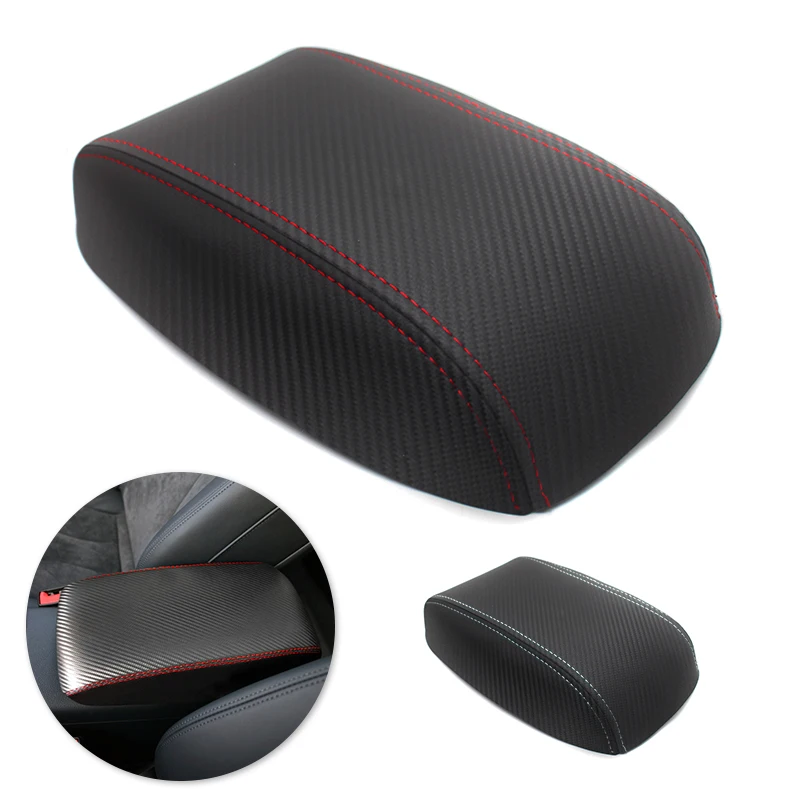 For Audi A3 2017 2018 Car Accessories Interior Center Armrest Box Cover Carbon Fiber Style Microfiber Leather Protective