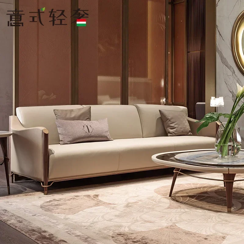 Luxury Italian luxury furniture brand handmade living room solid wood single three-person sofa