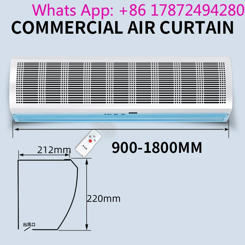 90CM-180CM Commercial Air Doors Remote Control Adjustable Stalls Air Curtain Machine Nano Spray Paint Mute Energy Saving Low Noi