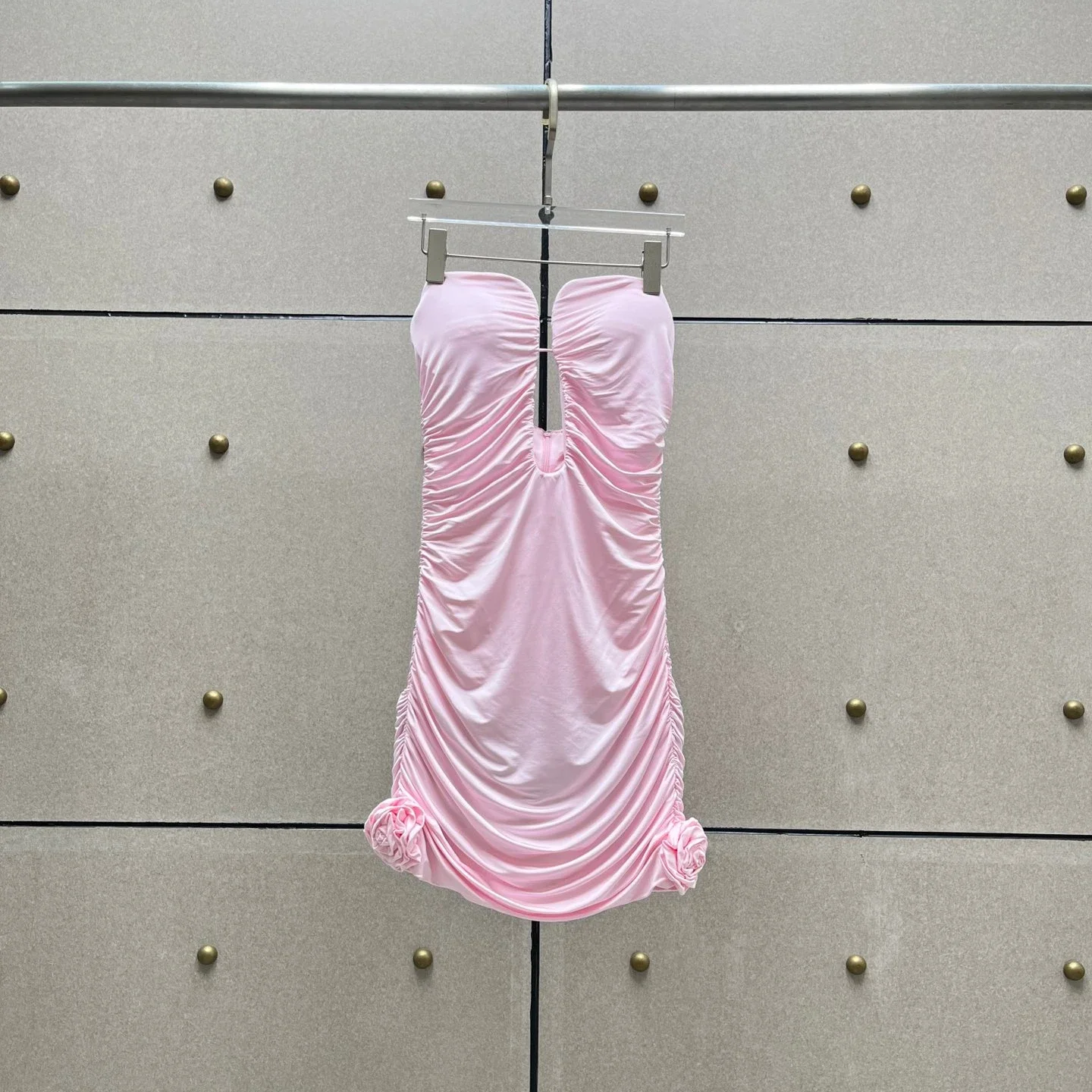

Pink Sleeveless Tie Dye Ruched 2024 New Women Mini Dress