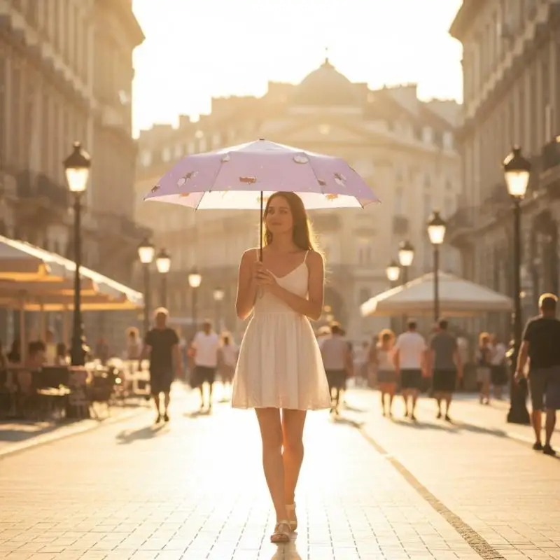 

Automatic Umbrella Black Coated Fabric Ergonomic Handle For Daily Use X3UC