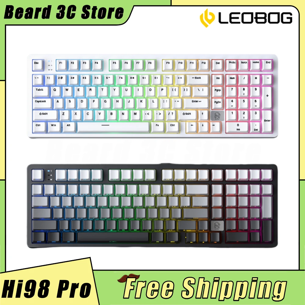 LEOBOG Hi98 PRO Mechanical Keyboard Three Mode Hot Swap Aluminum Wireless Gaming Keyboard Customized Gasket PC Gamer Accessories