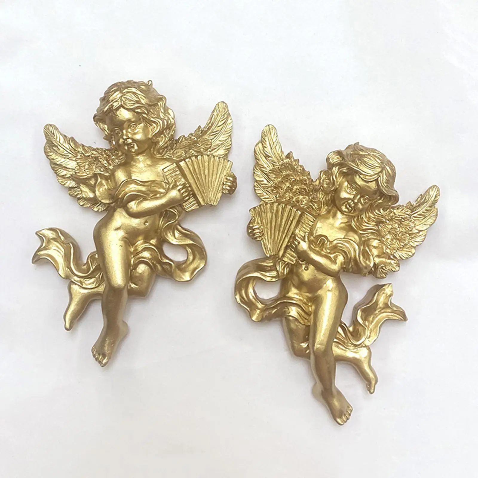 Angel Wall Sculpture Resin Cherub Statue Easy Installation for Luxury Room Decoration and Interior Decor