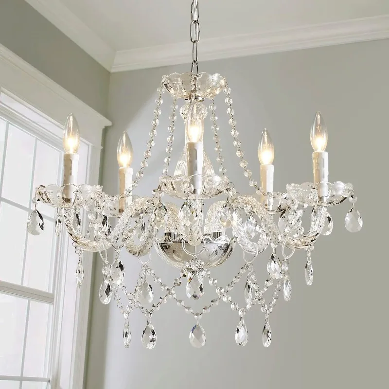 

Saint Mossi 5 Light Modern Contemporary Elegant K9 Crystal Glass Chandelier Pendant Ceiling Lighting Fixture